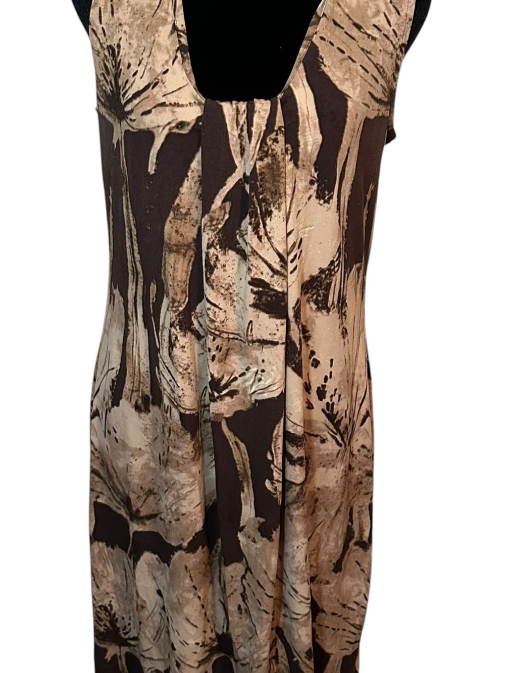 Dana Buchman Brown and Cream Abstract Midi Dress